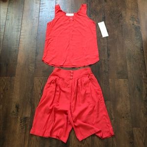 NEW FOCUS coral shorts & tank top set